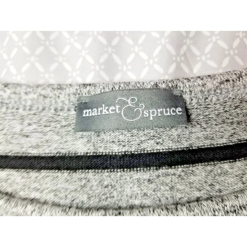 Womens Market & Spruce 3/4 sleeve Gray w/Black Stripe - Large - Picture 4 of 5